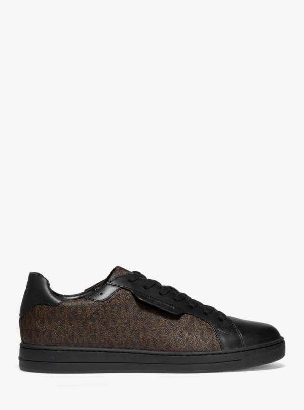 Panske Tenisky Michael Kors Keating Logo and Leather Hnede - Topanky Michael Kors Outlet | ZMTUJ-0961